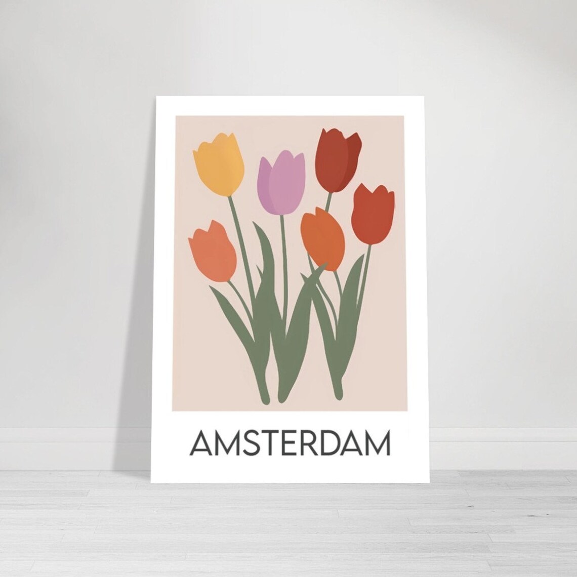 Amsterdam Tulip Flower Bouquet Pastel Minimalist Botanical Poster - Image 2
