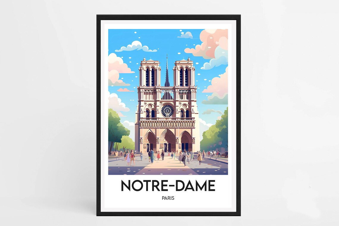 Notre-Dame Cathedral Rose Window Paris France Travel Poster Art