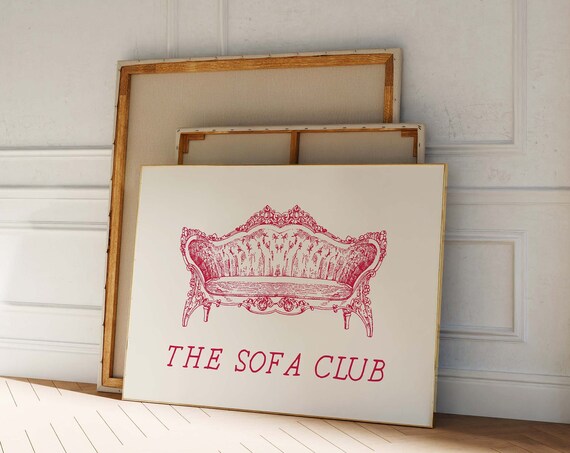 The Sofa Club Print Horizontal Wall Art Trendy Living Room Decor Retro Print Cute Quote Print Aesthetic Living Room Decor Wall Art