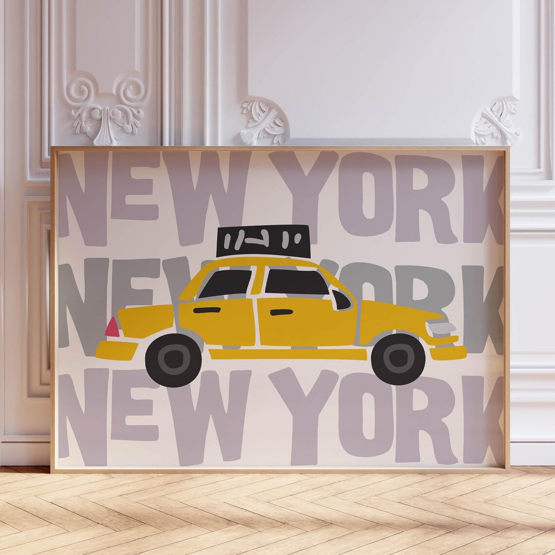 New York Taxi Poster, Urban Cityscape Art Print