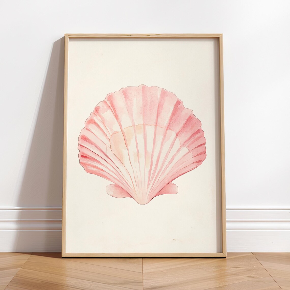 Soft Pink Seashell Poster, Beachy Coastal Decor