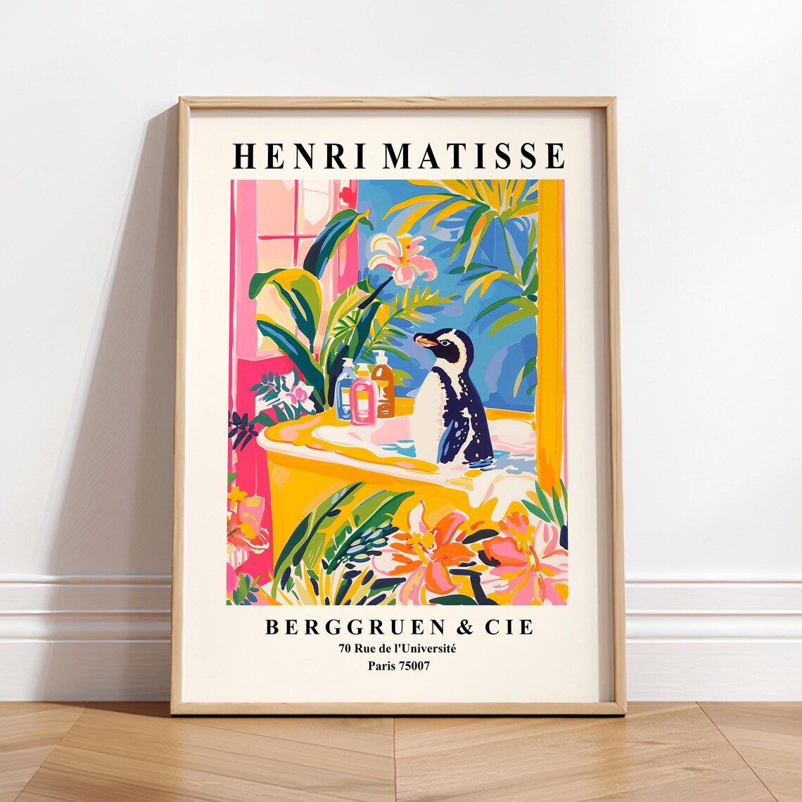 Penguin in Bathtub Matisse-Inspired Poster Print