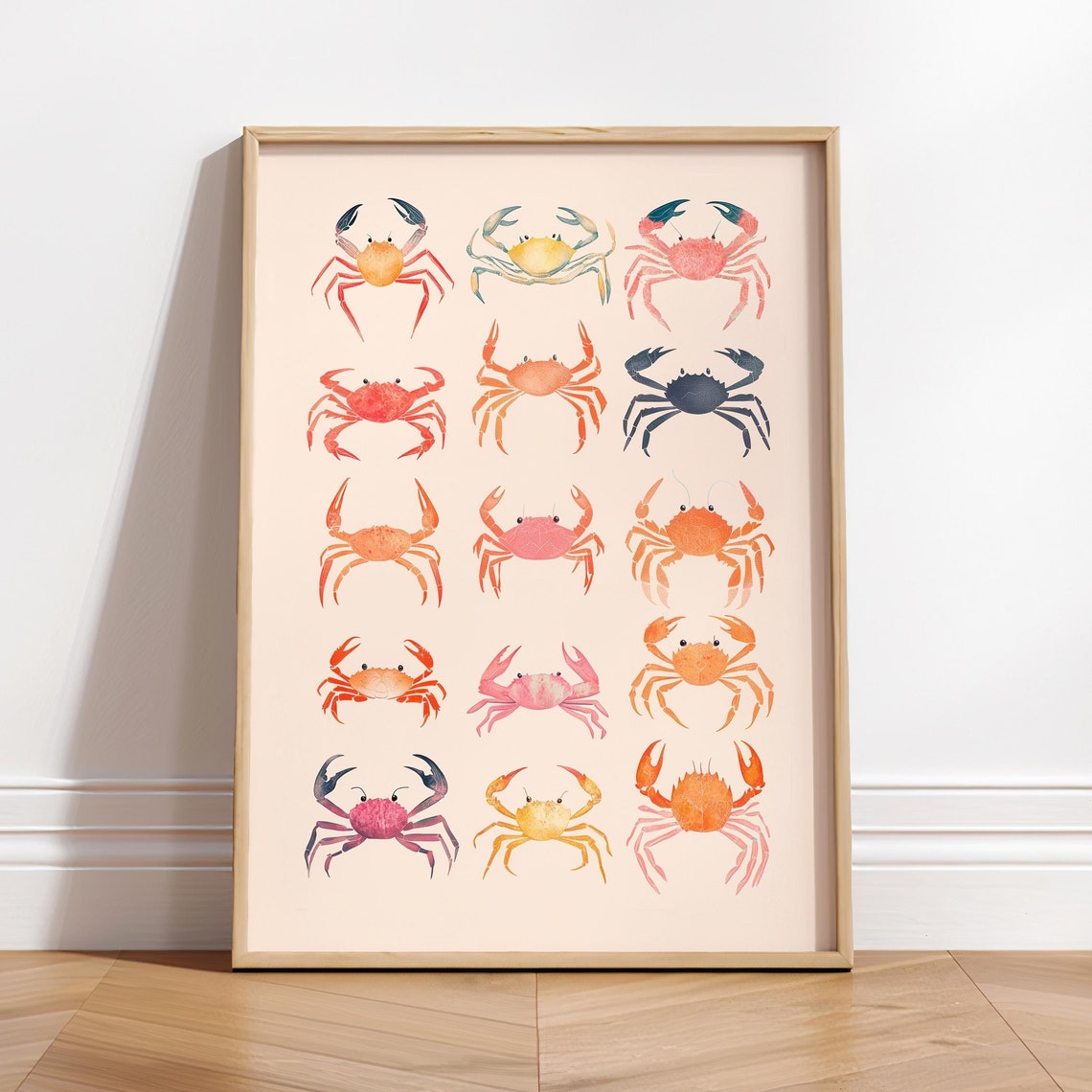 Beachy Room Decor Crabs Art Coastal Cowgirl Decor Surf Poster Seafood Print Preppy Dorm Decor College Girls Beach House Coconut Girl