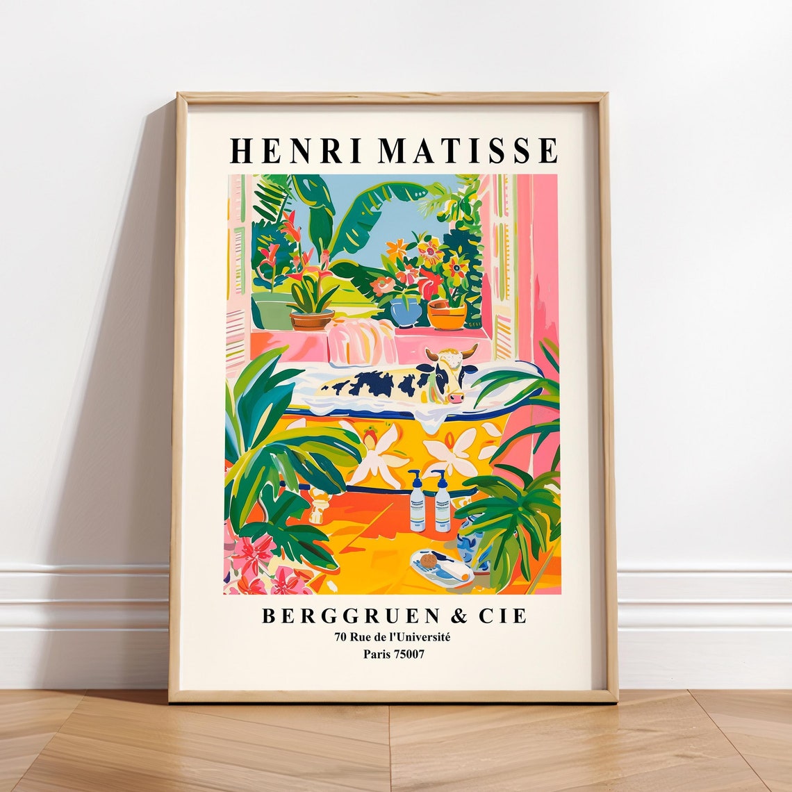 Henri Matisse Style Cow Bubble Bath Berggruen Paris Wall Art