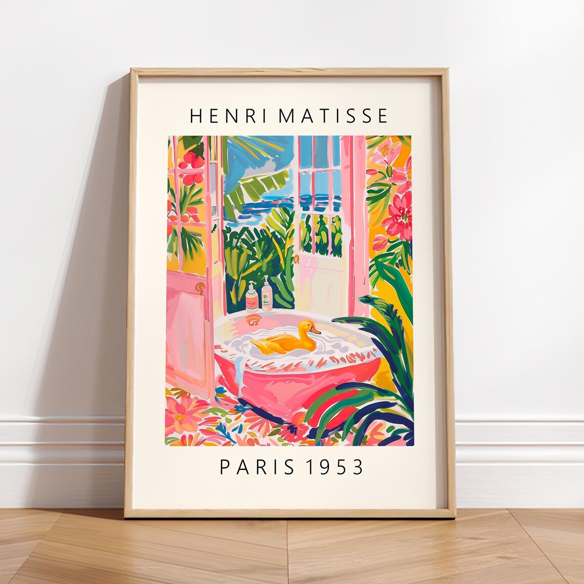 Duck In Bathtub Matisse Style Bathroom Art Print