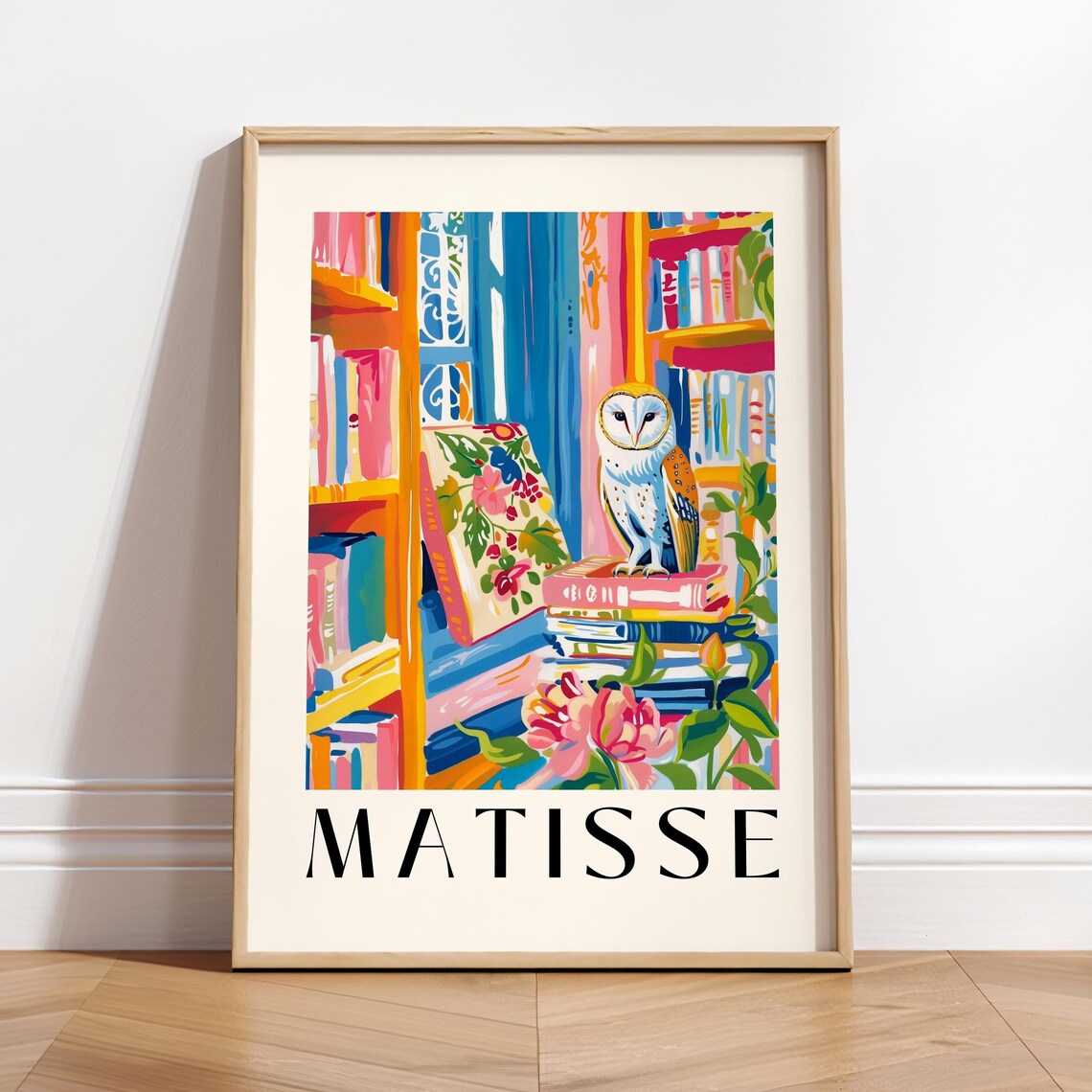 Barn Owl Art Print, Matisse-Inspired Maximalist Decor