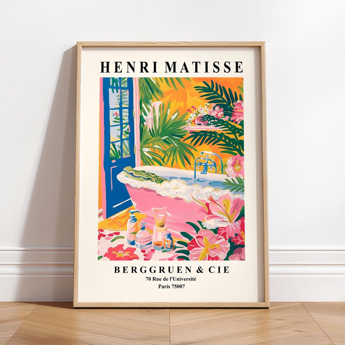 Alligator In Bathtub, Mid-Century Matisse Print
