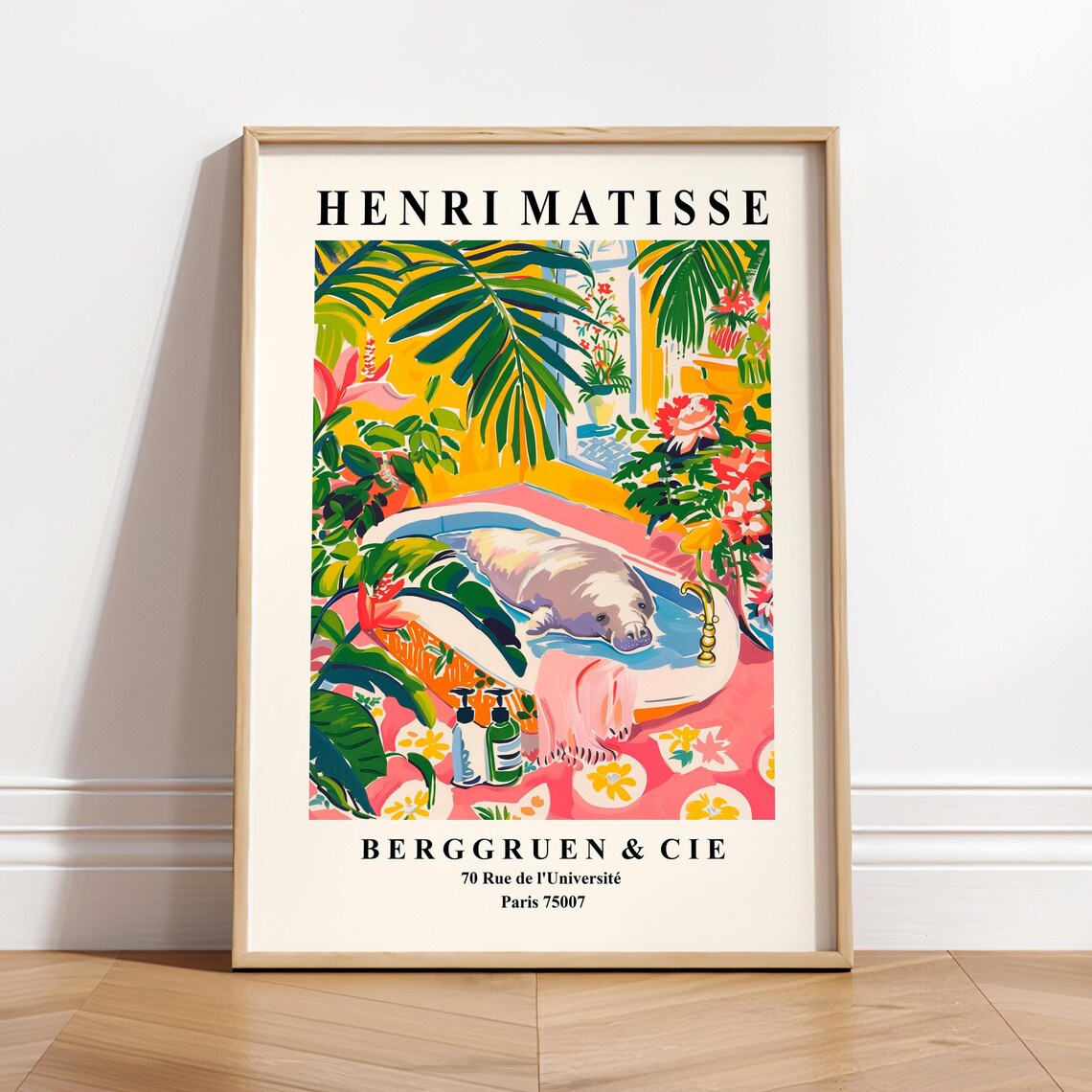 Manatee in Bathtub Art Print, Matisse-Inspired