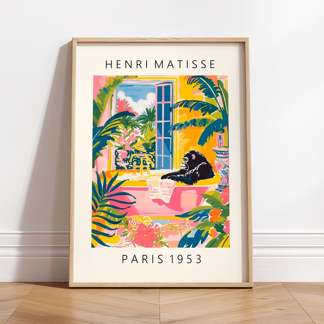 Henri Matisse Style Tropical Gorilla Bubble Bath Paris 1953 Poster