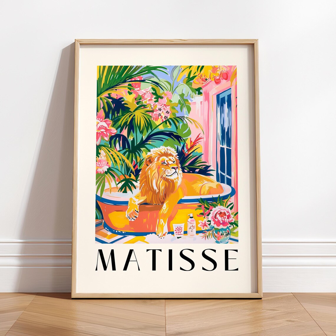 Cute Lion Print, Matisse-Inspired Bathroom Decor