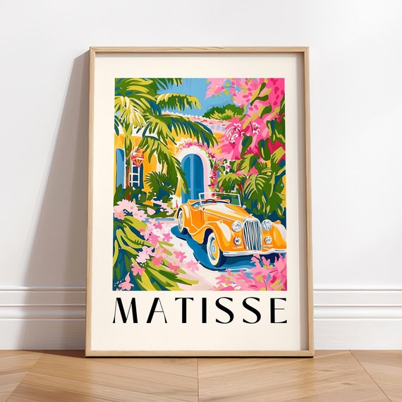 Vintage Car Poster Preppy Wall Art Retro Home Decor Matisse Print Maximalist
