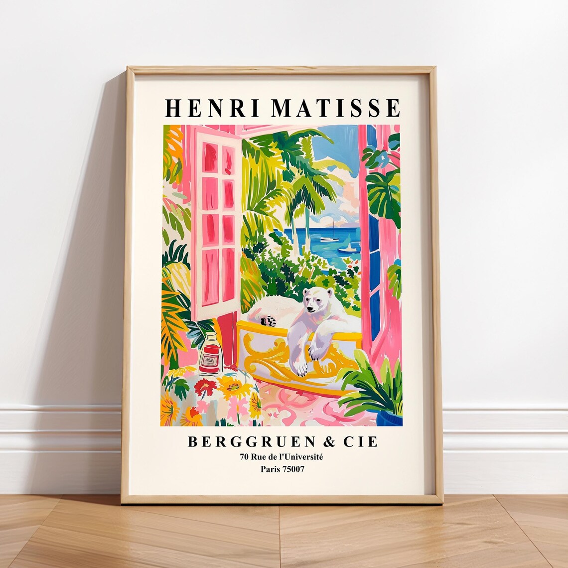 Pink Matisse Print, Polar Bear in Bathtub