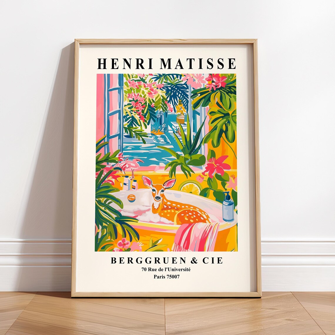 Matisse-Inspired Deer In Bathtub Art Print