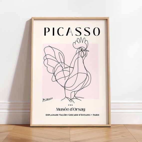 Picasso Rooster Art Print Midcentury Modern Farmhouse Wall Decor