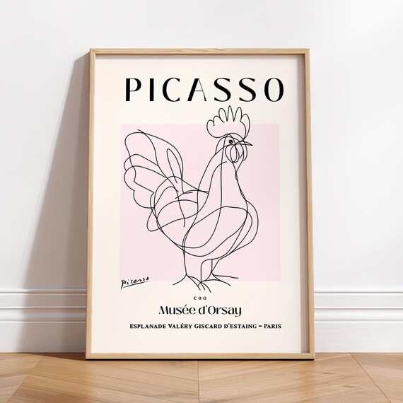 Picasso Rooster Line Art Musee d'Orsay Paris Exhibition Poster