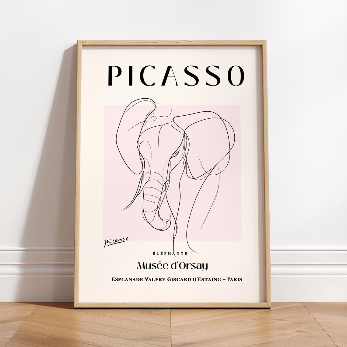 Picasso Elephant Line Art Print, Mid-Century Modern