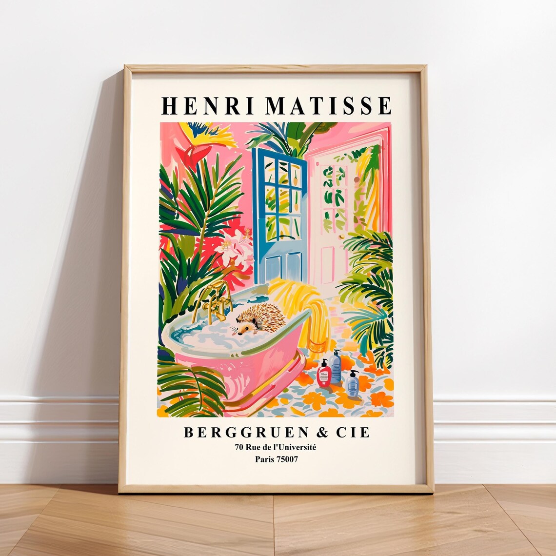 Hedgehog In Bathtub, Matisse-Inspired Art Print
