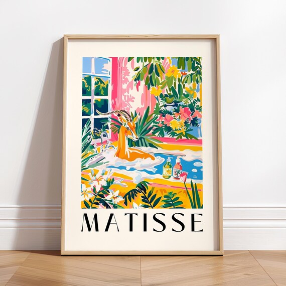 Henri Matisse Style Gazelle Sunny Tropical Bubble Bath Poster