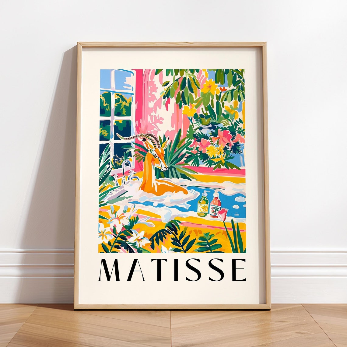 Henri Matisse Style Gazelle Sunny Tropical Bubble Bath Poster