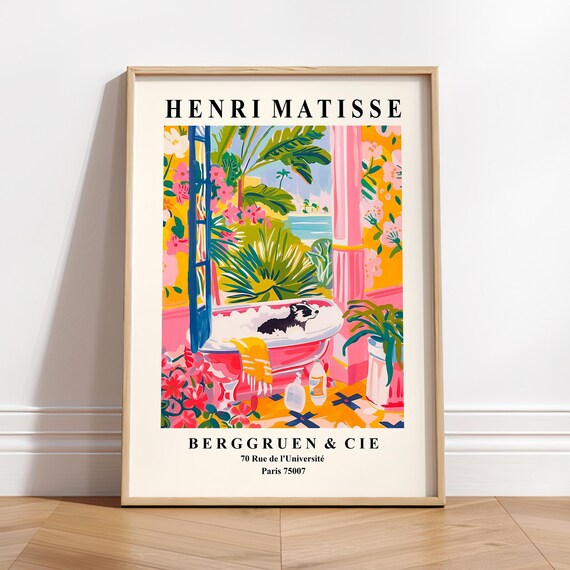 Badger In Bathtub Matisse Print, Bathroom Decor