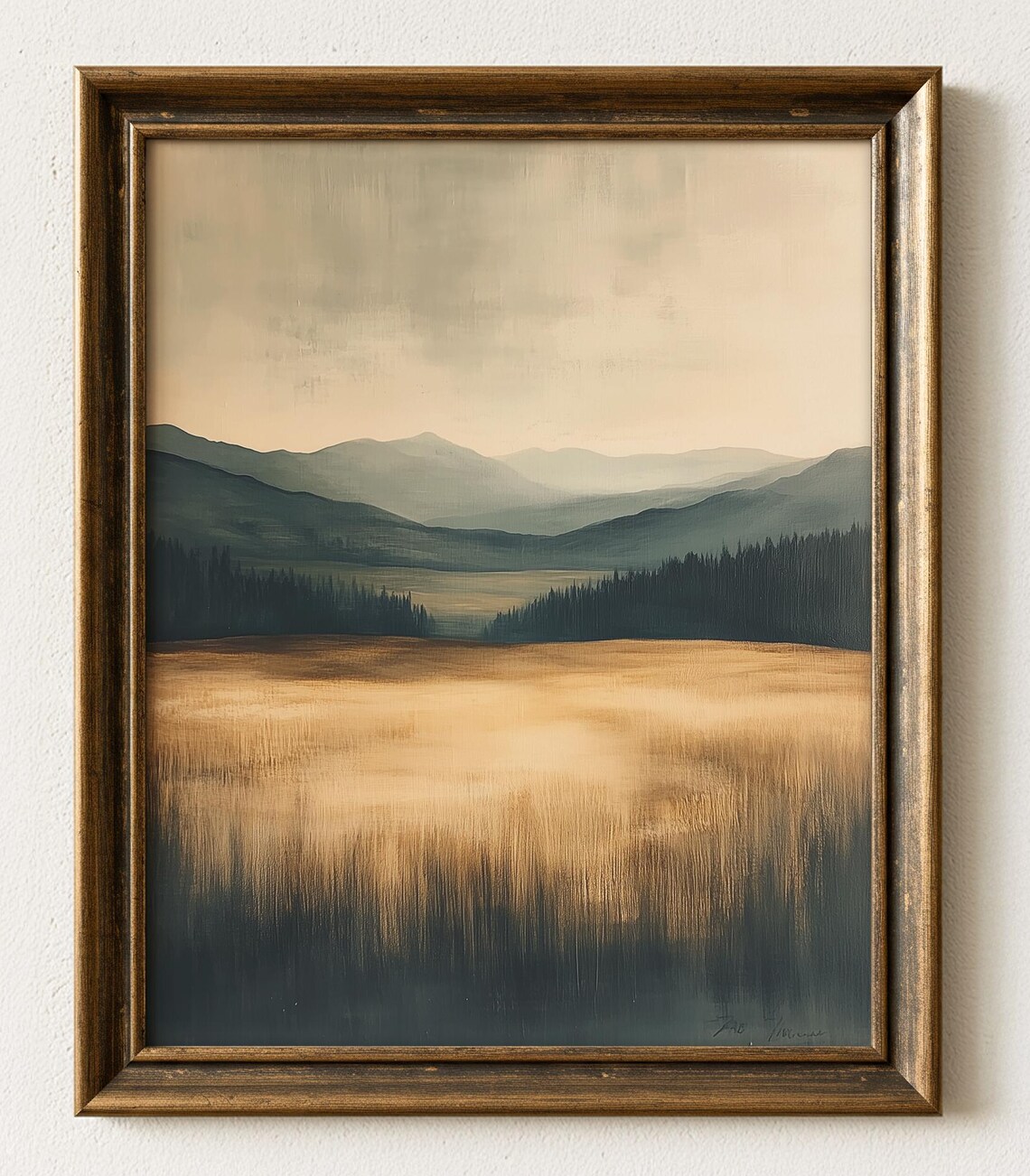 Minimalist Horizon Landscape Print Neutral Rolling Hills 955