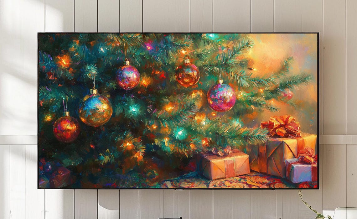 Christmas Tree Frame Tv Art Festive Holiday Decor 749