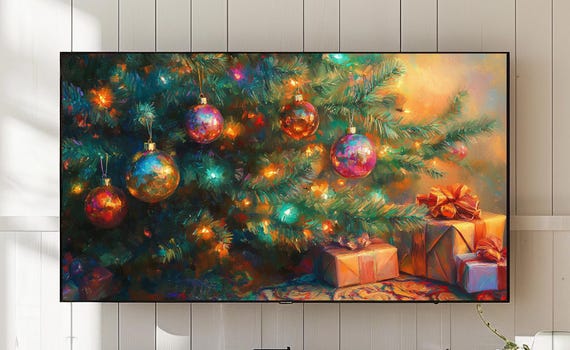 Christmas Tree Frame Tv Art Festive Holiday Decor 749