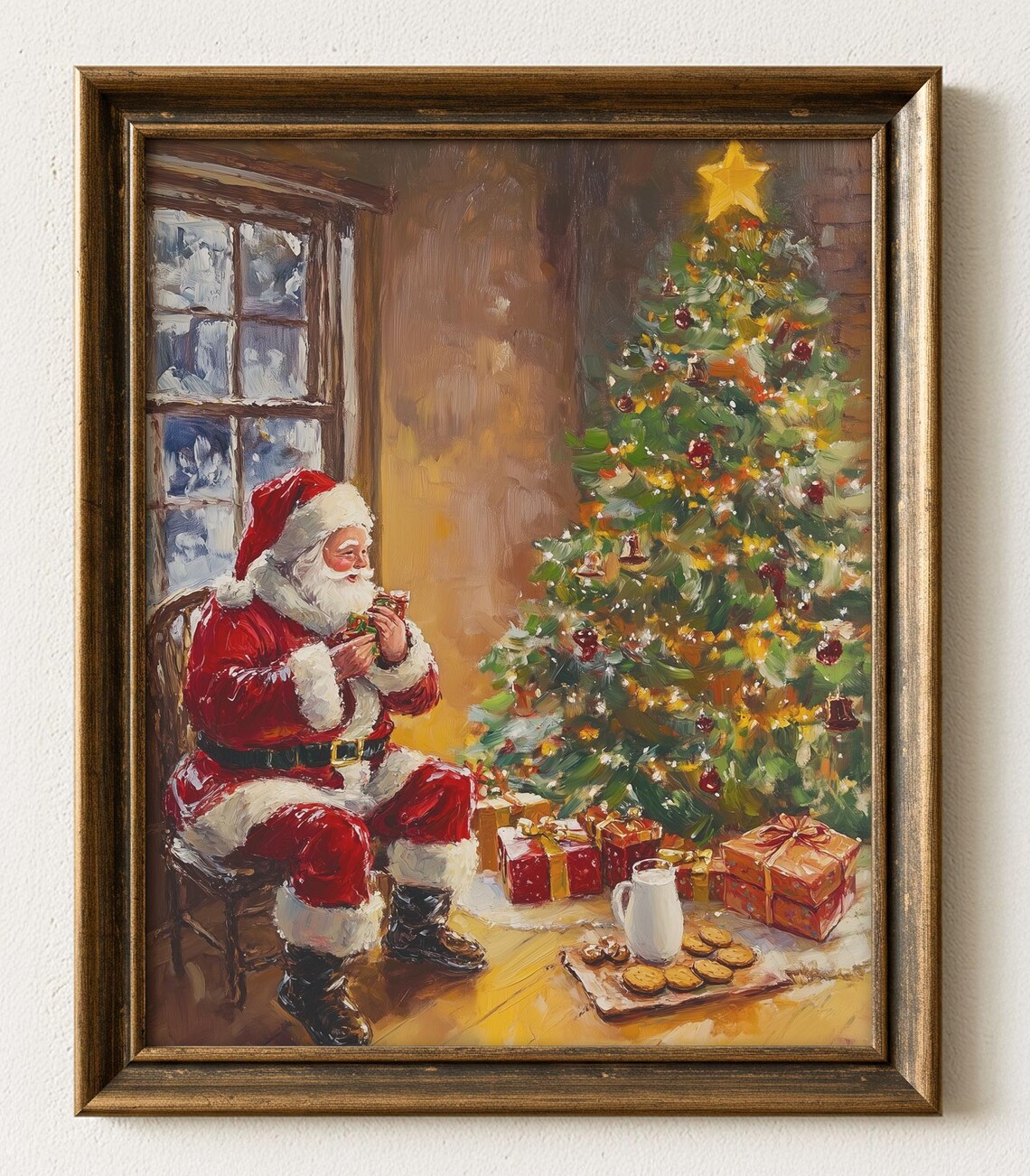 Vintage Santa Christmas Tree, Rustic Holiday Decor