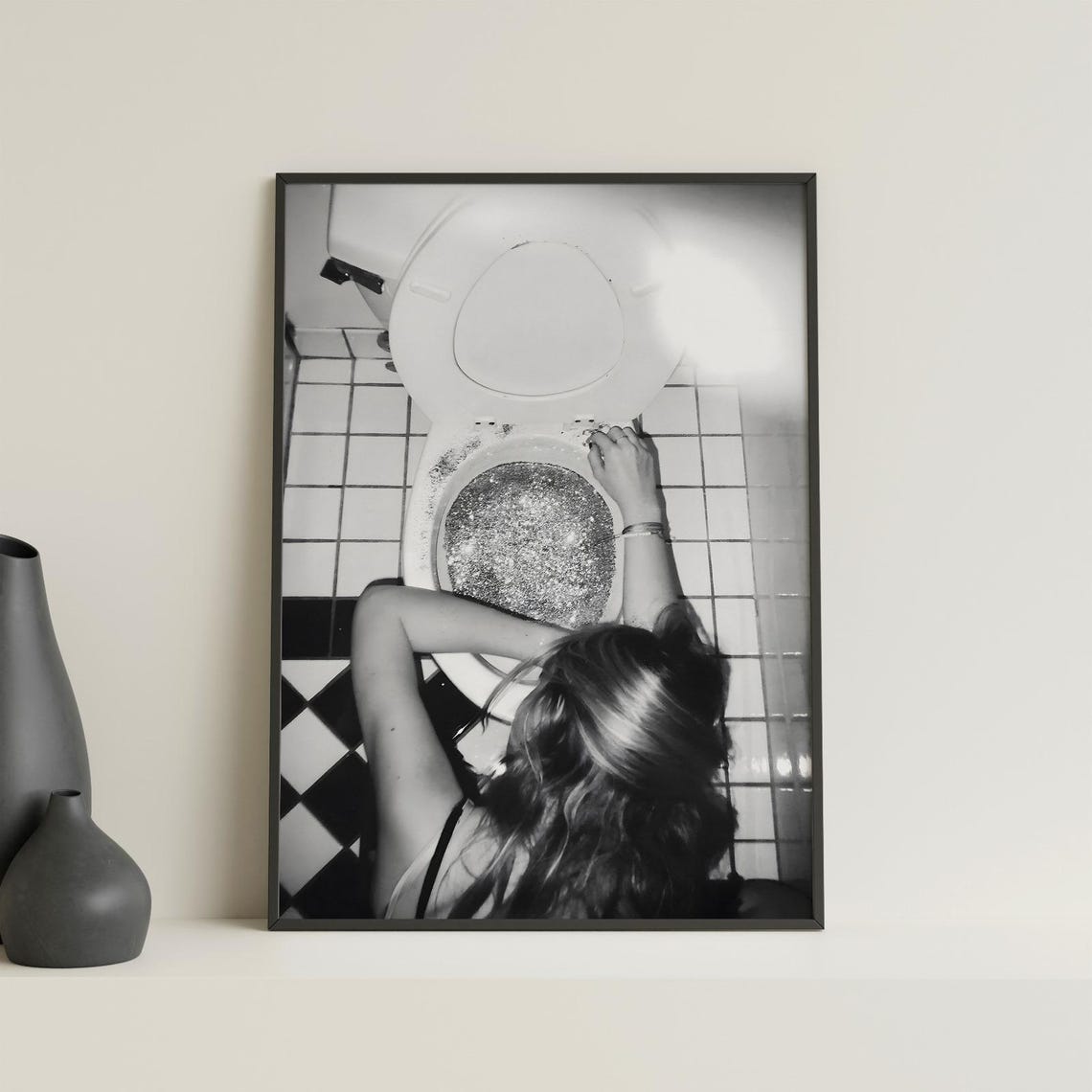 Woman After The Party Print Funny Bathroom Art Black And White Print Vintage Print Girl Bathroom Decor Teen Girl Bedroom - Image 4