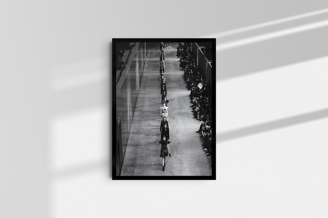 Fashion Models Walking Black and White Art Print - Image 3