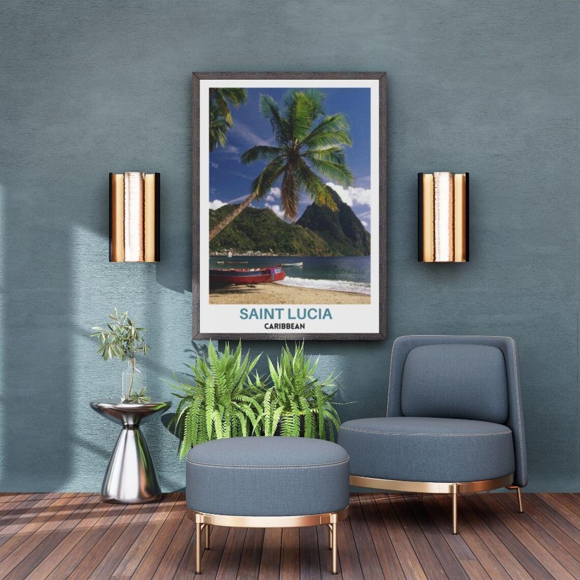 Saint Lucia Rolled Poster Tropical Wall Art Caribbean Decor Travel Gift Photo Print Idea
