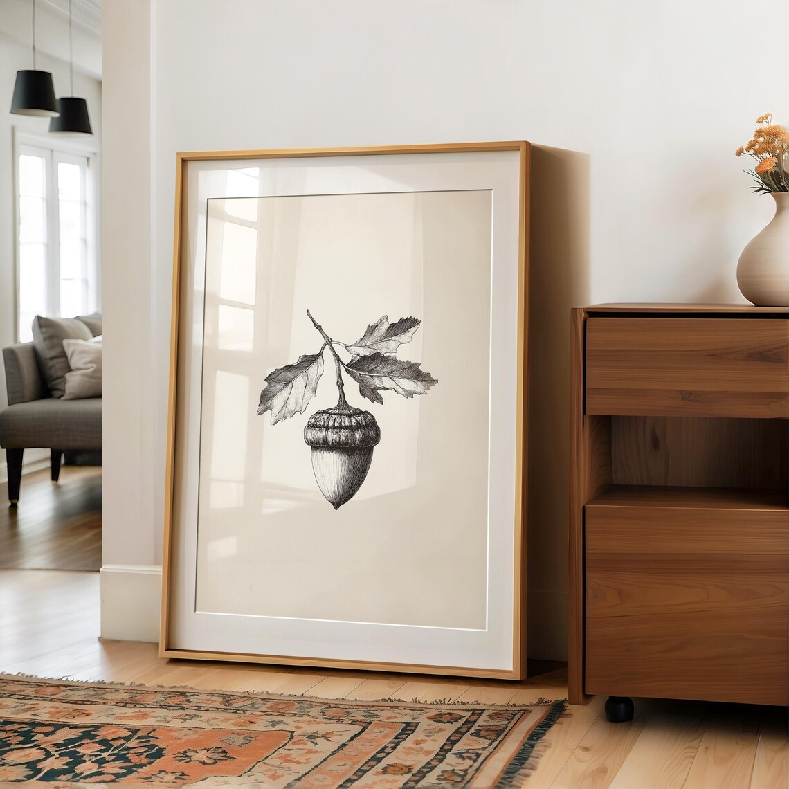 Vintage Inspired Acorn Print, Rustic Autumn Decor
