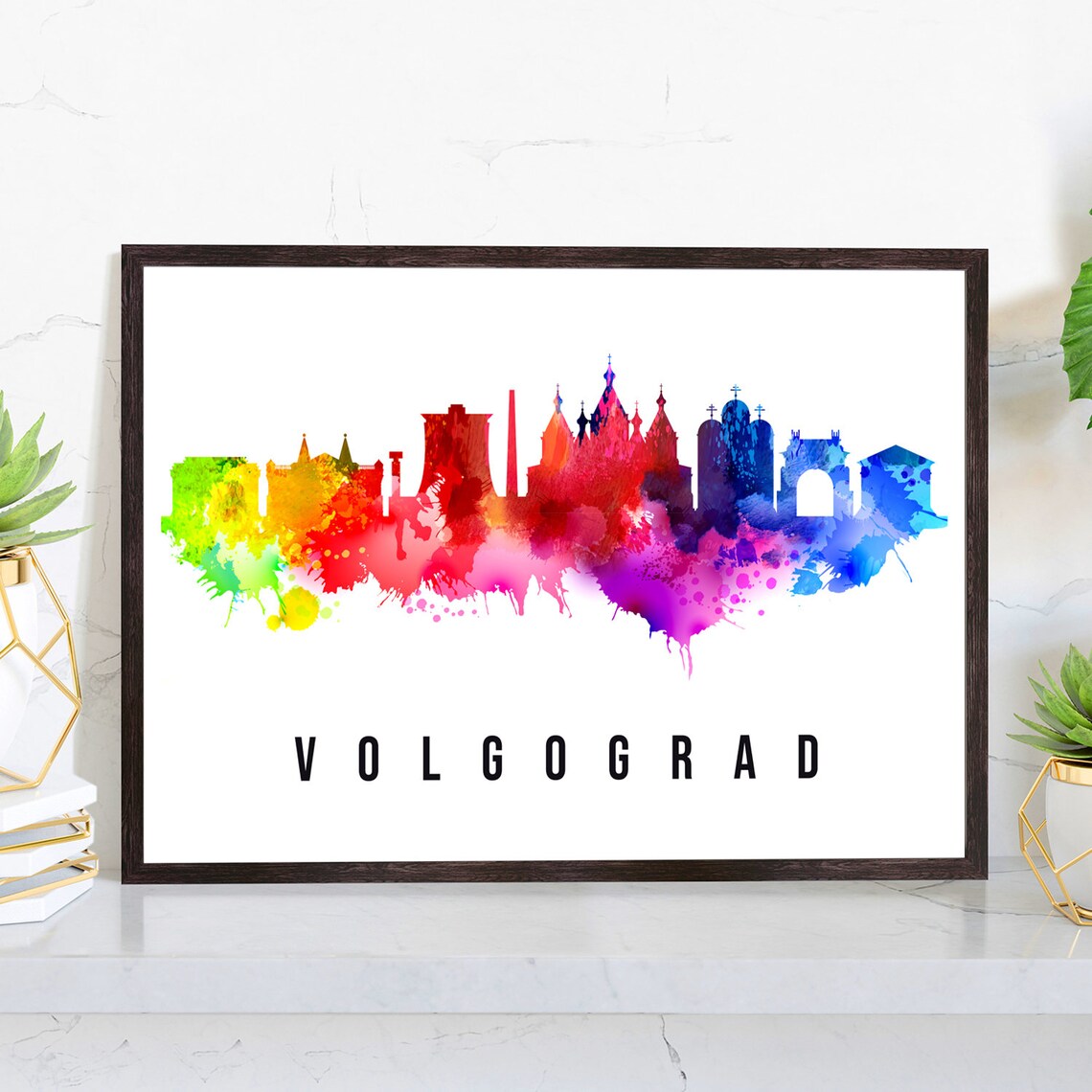 Russia Volgograd Poster Skyline Poster Cityscape Poster Russia Landmark City Illustration Poster Home Wall Art Office Wall Art