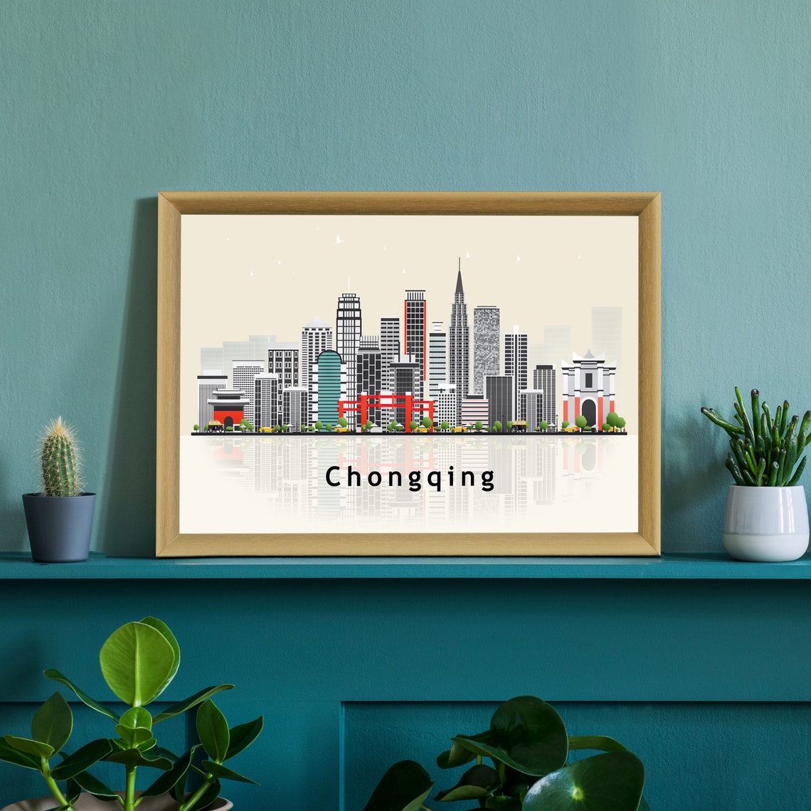 Lianyungang China Modern Skyline Illustration Landmarks Travel Poster - Image 2