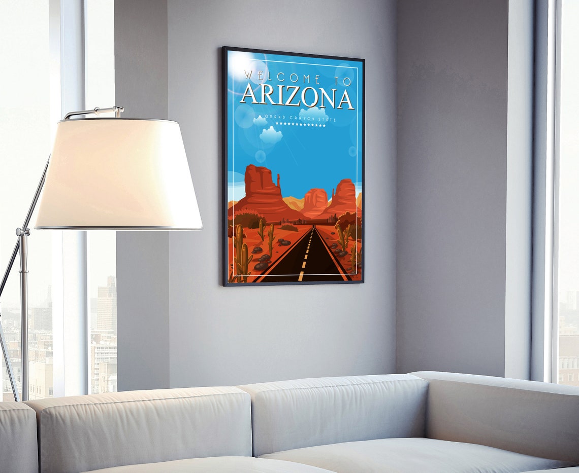 Arizona Grand Canyon State Retro Travel Poster Desert Road Art - Image 4
