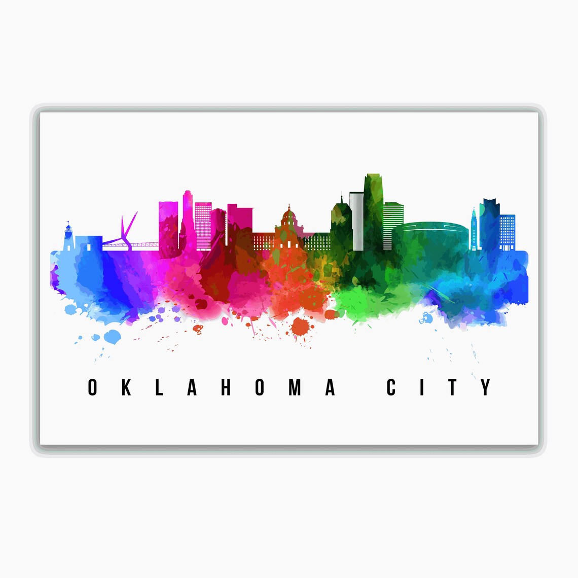 Oklahoma City Poster Oklahoma City Cityscape Painting Oklahoma City Cityscape And Landmark Print Home Wall Art Office Wall Decor - Image 2