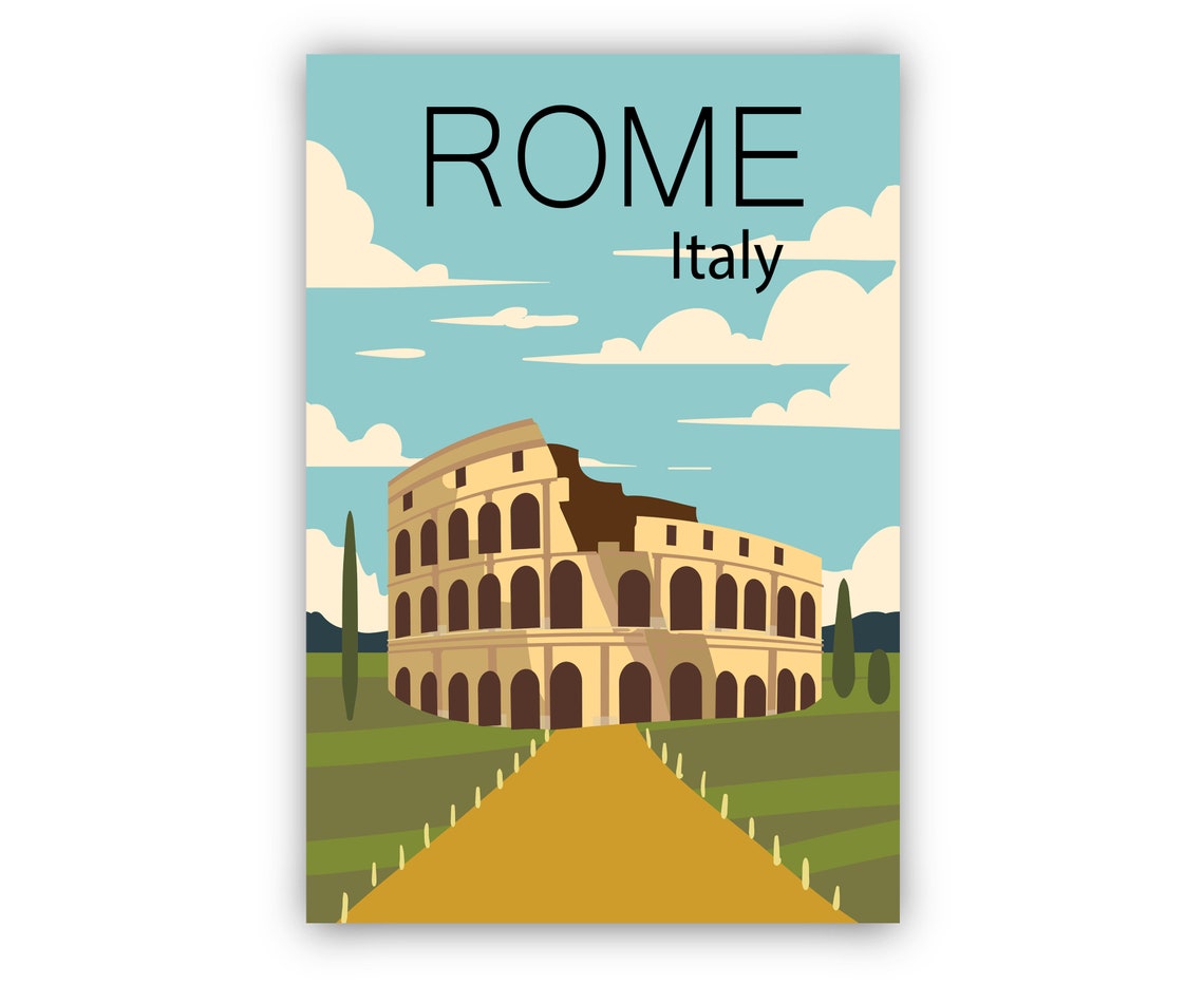 Italy Rome Colosseum Ancient Ruins Vintage Cityscape Travel Poster - Image 2