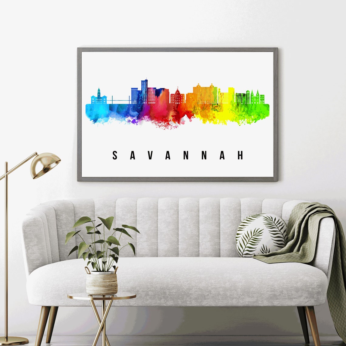 Savannah Skyline Georgia Poster Georgia Cityscape Painting Savannah Georgia Poster Cityscape And Landmark Print Home Wall Art - Image 3