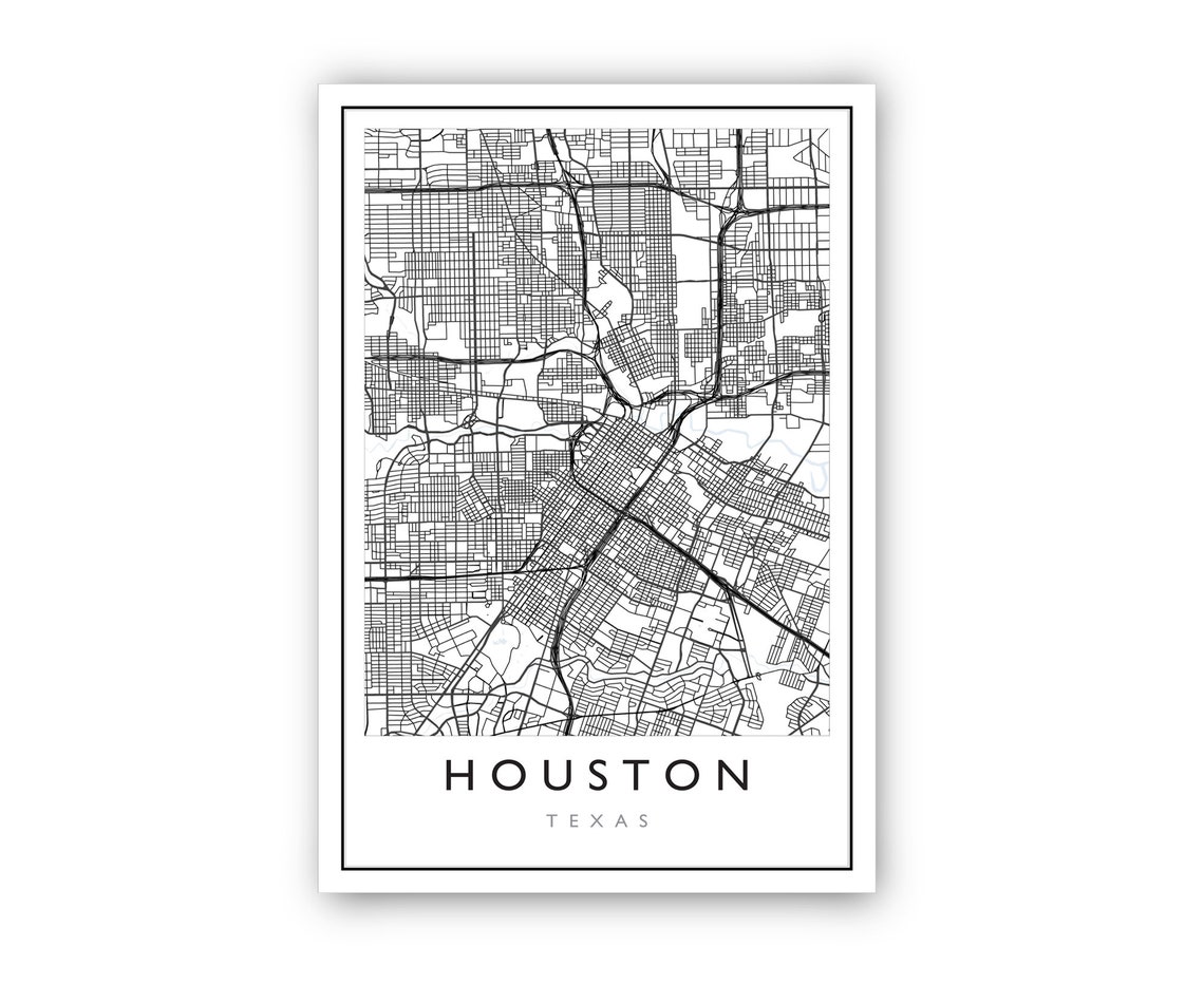 Houston Texas City Street Map Minimalist Modern Travel Poster - Image 2