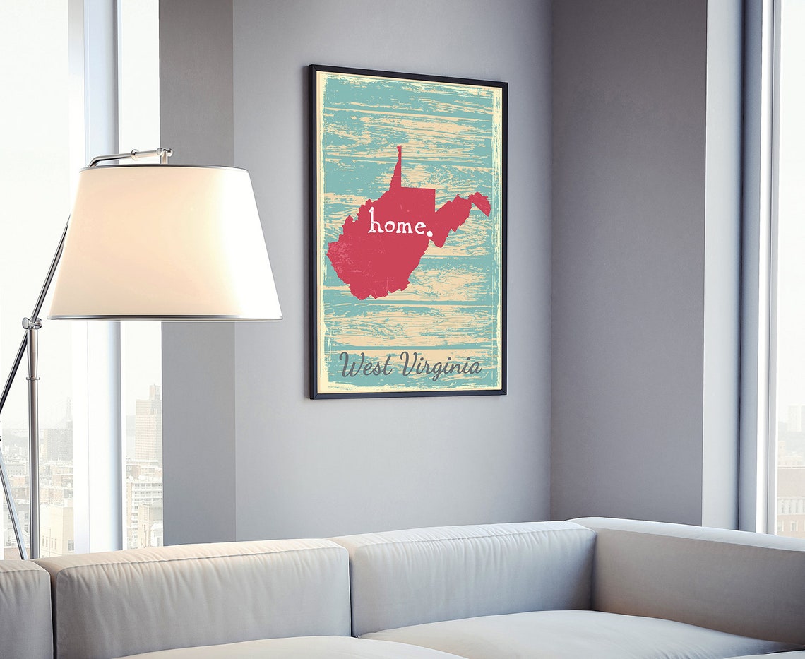 West Virginia State Map Home Rustic Teal Wood Vintage Style Wall Art - Image 4