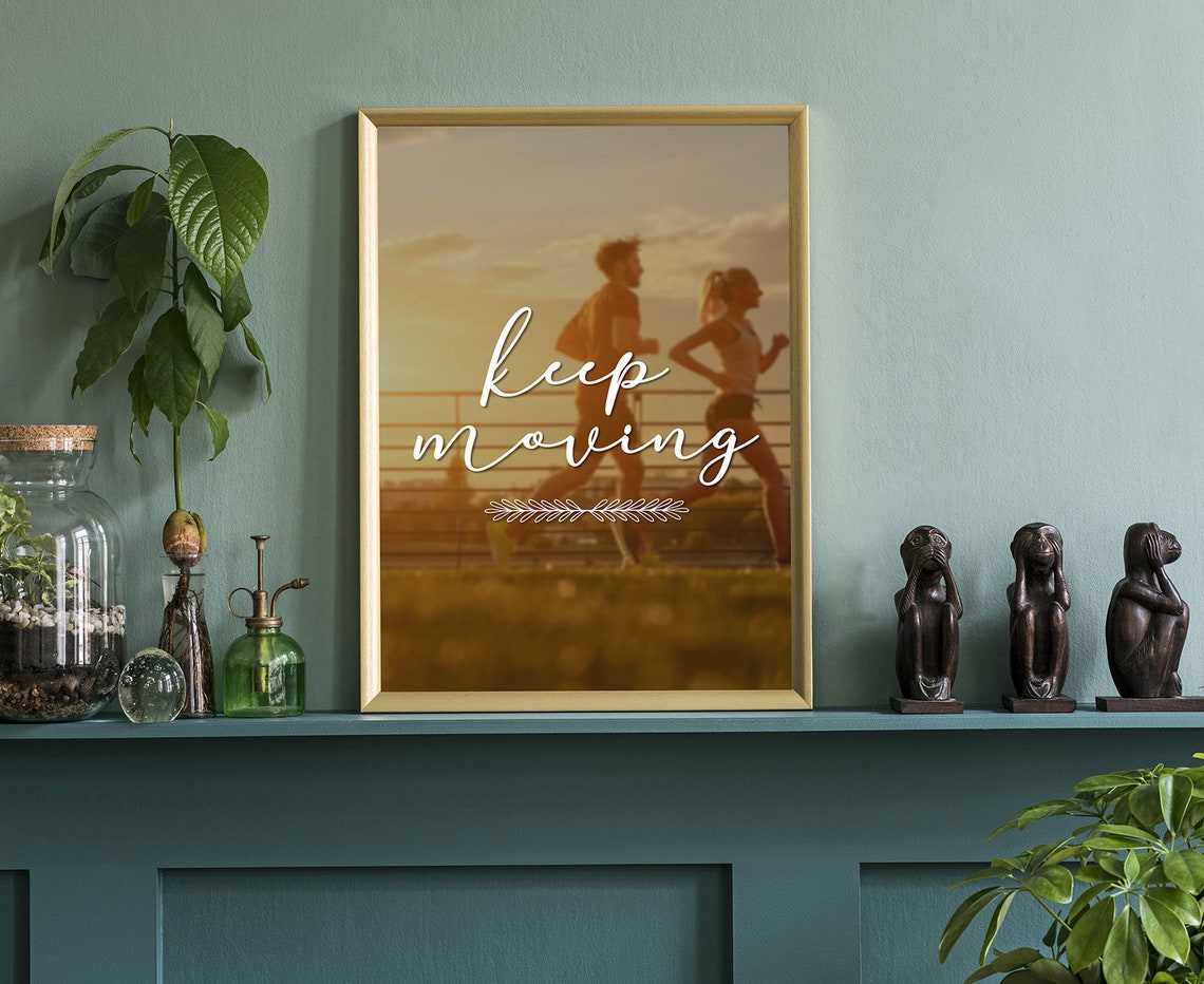 Keep Moving Runners Sunset Motivational Fitness Wall Art Print - Image 3