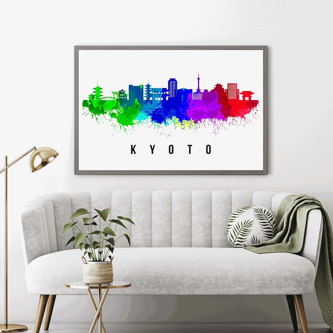 Kyoto Japan Temples Pagoda Rainbow Watercolor Skyline Travel Poster - Image 4