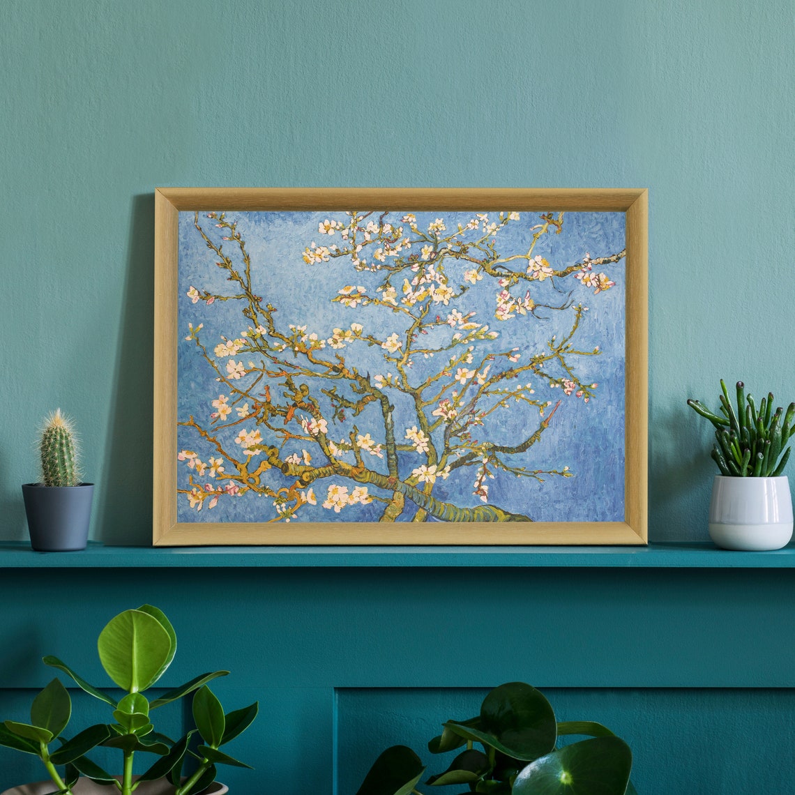 Flowers Oil Painting Almond Blossoms Poster Print Flower Painting Prints Floral Texture Oil Painting Home Office Wall Art Decoration - Image 2