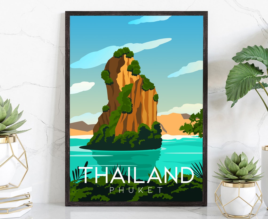 Thailand Phuket Limestone Karst Island Tropical Sea Travel Poster