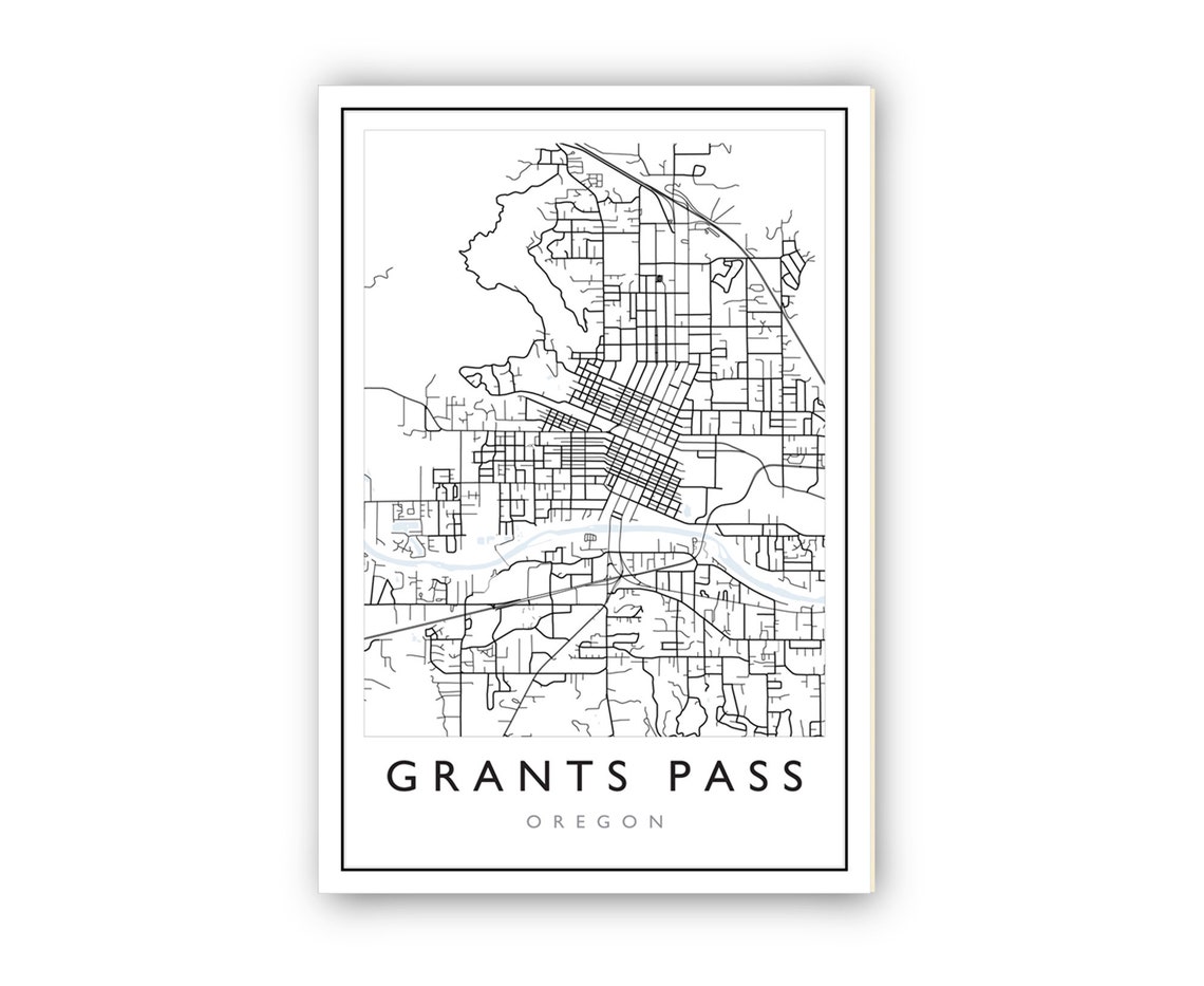 Grants Pass Oregon Minimalist City Street Map Line Art Wall Poster - Image 2