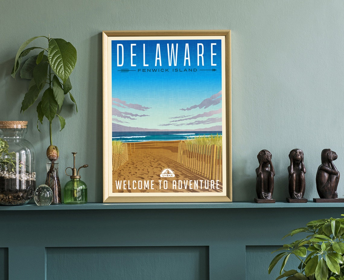 Delaware Fenwick Island Beach Dunes Welcome to Adventure Travel Poster - Image 3