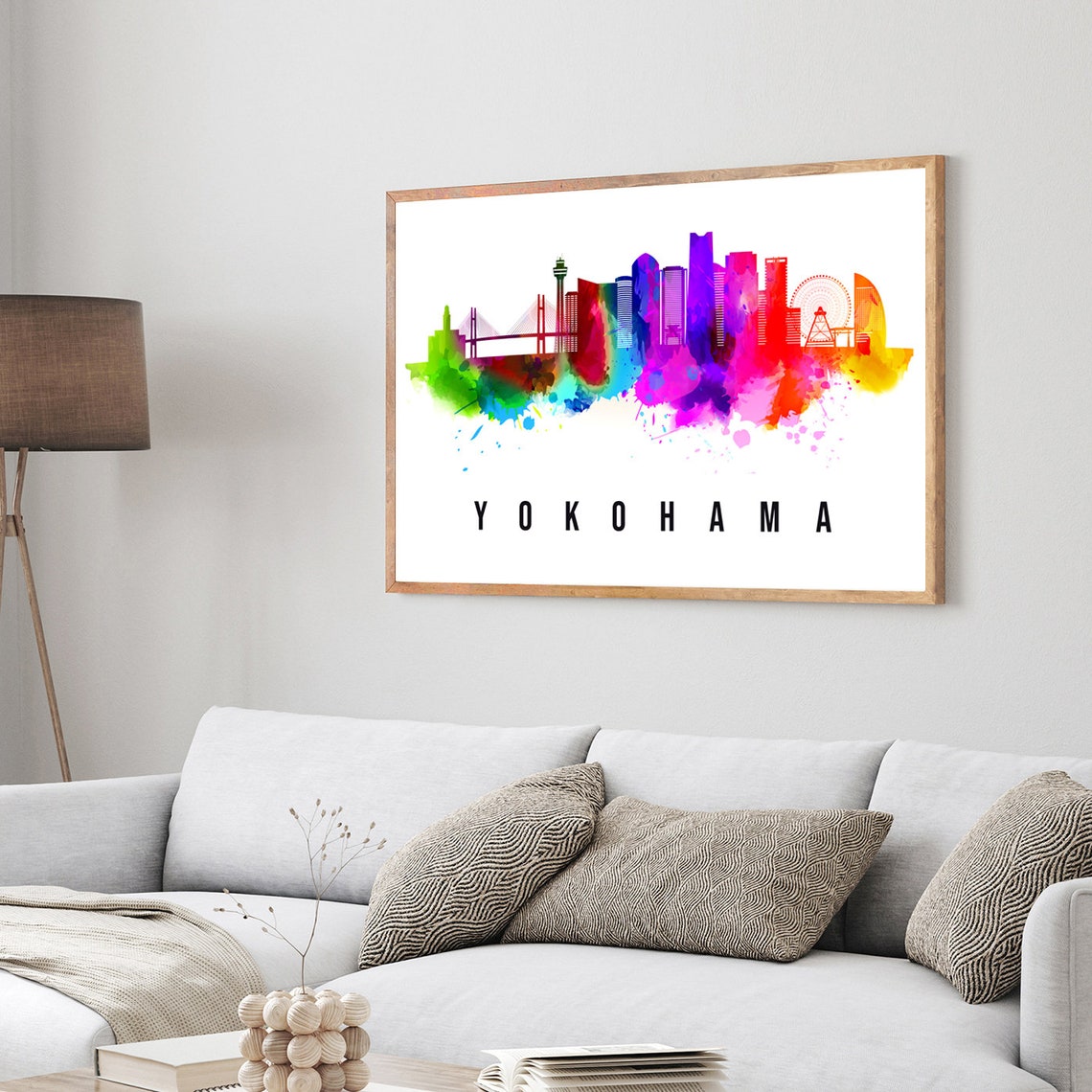 Yokohama Japan Poster Skyline Poster Cityscape Poster Japan Landmark City Illustration Poster Home Wall Art Office Wall Art Japan - Image 3
