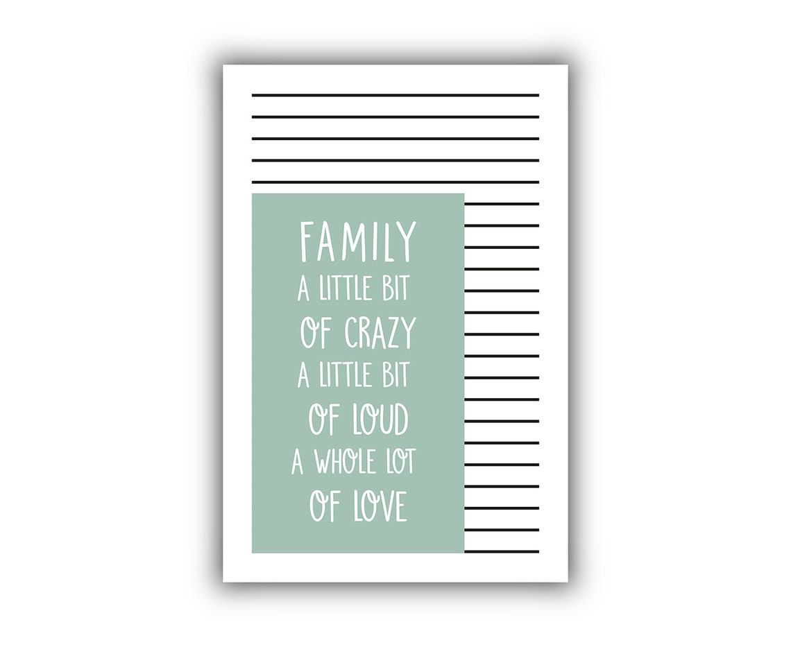 Family A Little Bit Of Crazy A Little Bit Of Loud Love Poster Family Quote Living Room Wall Decor Poster Print Living Room Wall Art - Image 2
