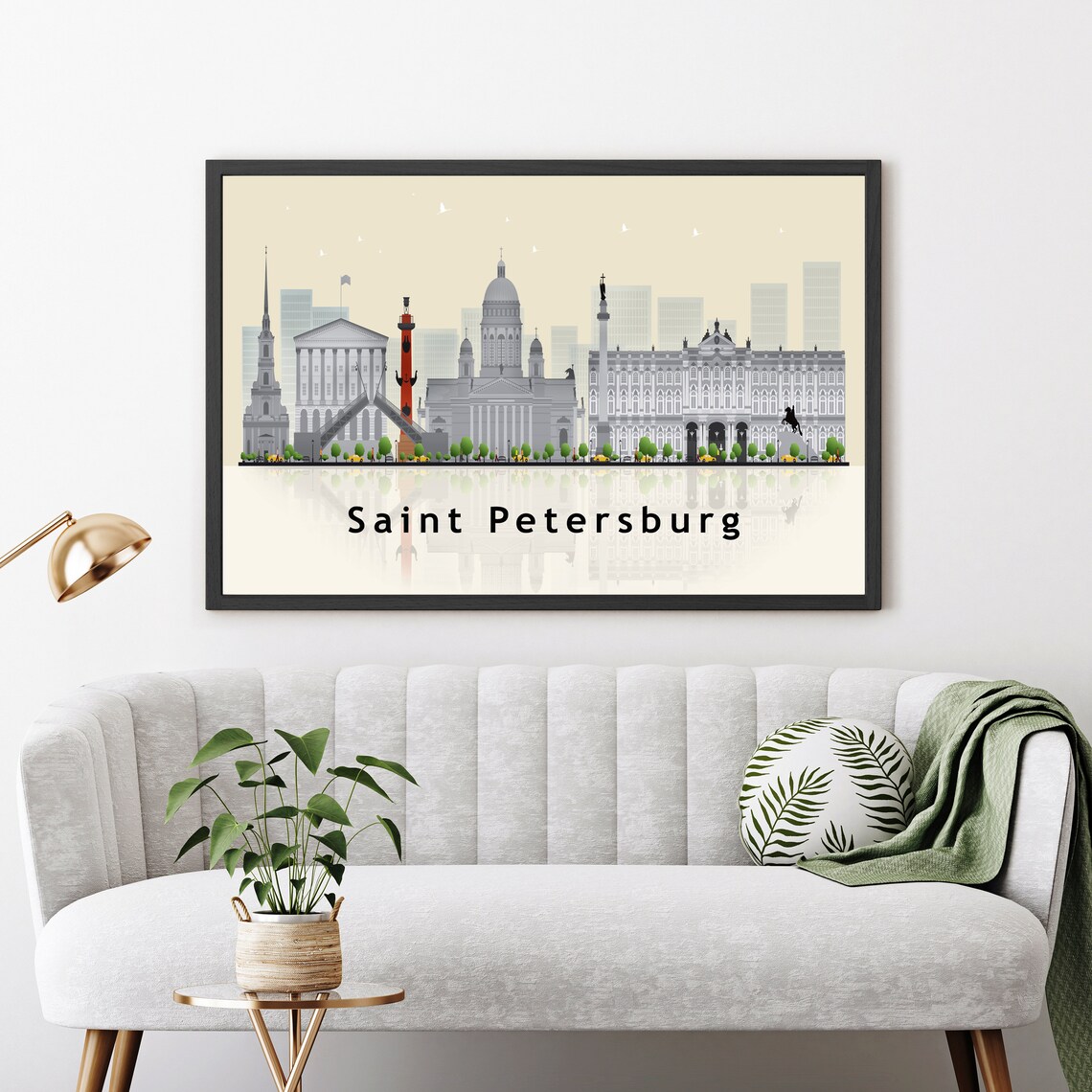 Saint Petersburg Russia Winter Palace Skyline Illustration Reflection Poster - Image 3