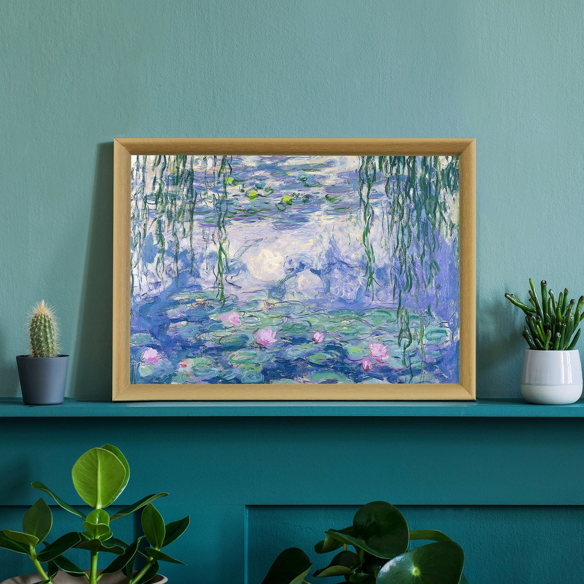 Claude Monet Water Lilies Weeping Willow Reflection Pond Art Poster - Image 3